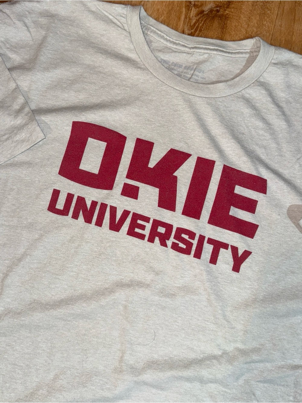 Okie university college brand promo tee off soft cotton white clean y2k preppy